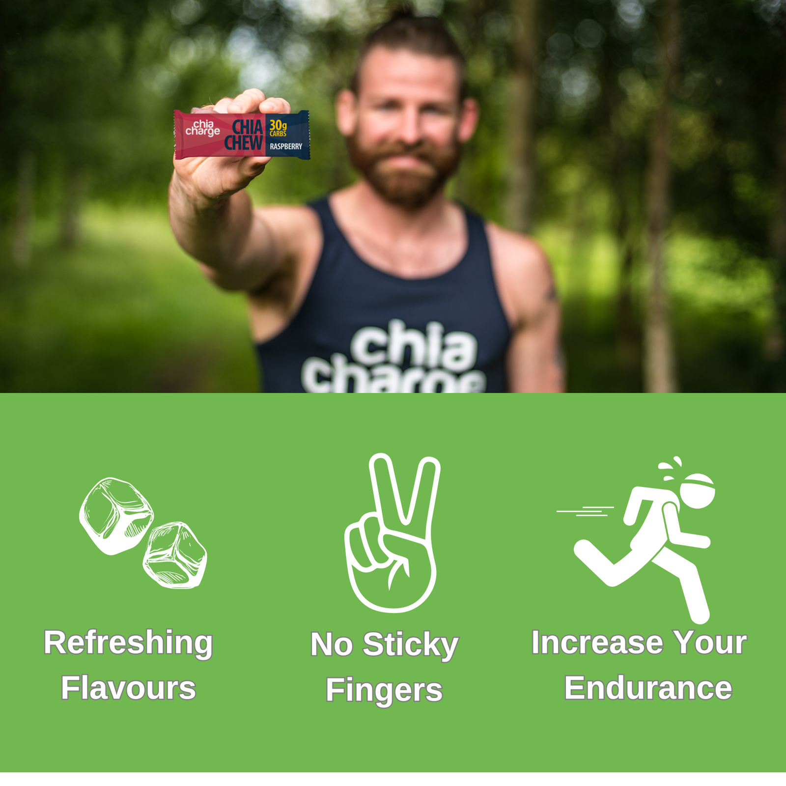 Chia Charge Home Chia Chews - High Energy Chews for Running, Cycling, Hiking, Fitness, and Sports, 3-Pack, Gel and Drink Alternative with Pink Himalayan Salt and Milled Chia Seeds, 30g Carbs