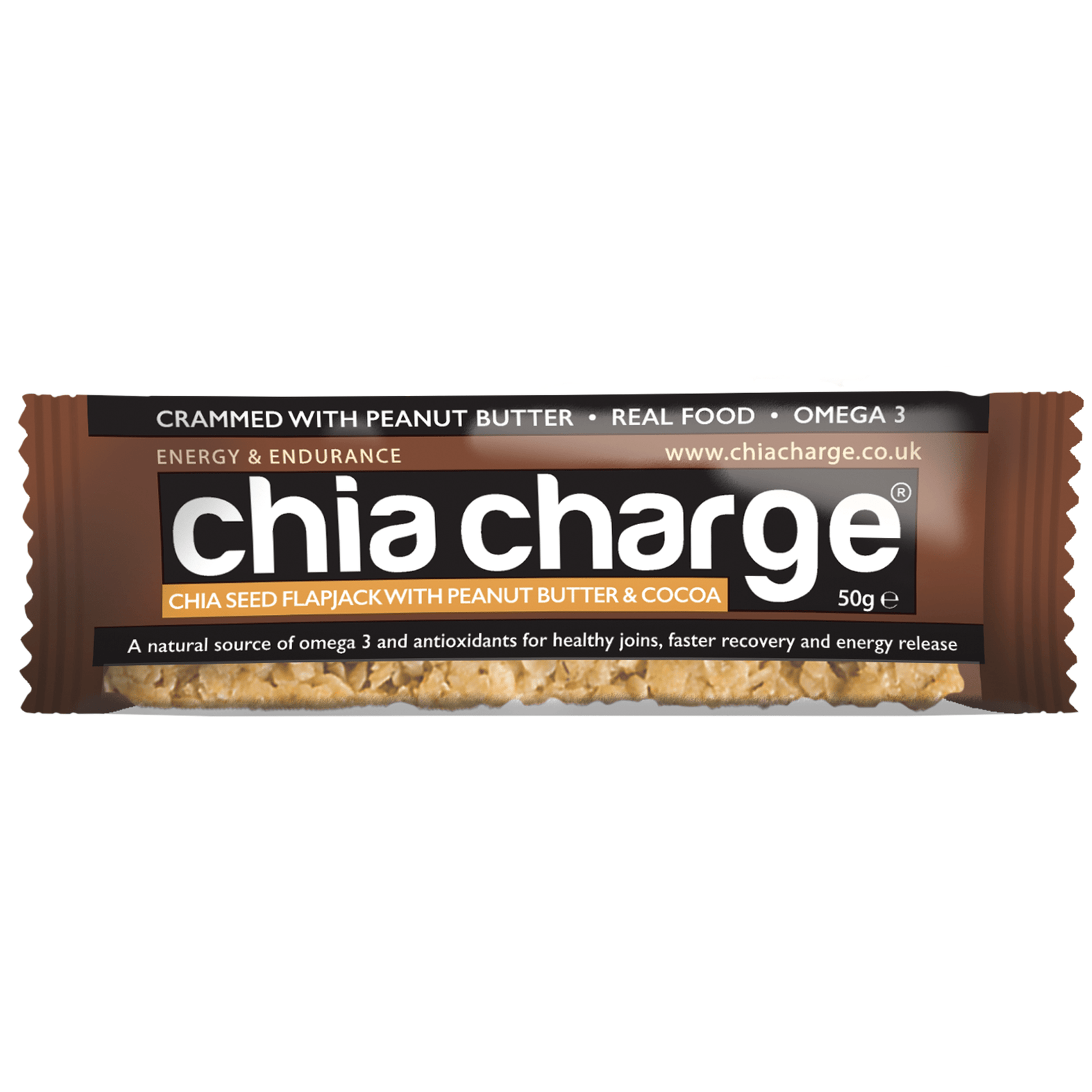 Chia Charge Bars Peanut Butter Flapjacks and Cocoa Peanut Flapjacks 50g 10 + 2 Extra