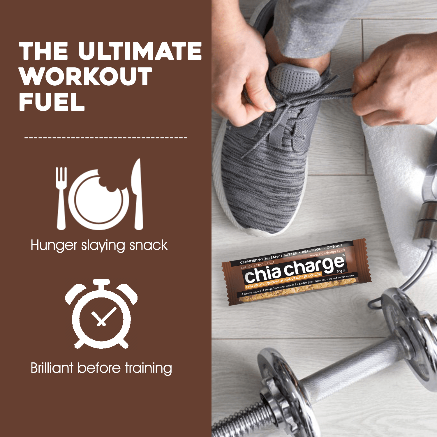 Chia Charge Bars Peanut Butter Flapjacks and Cocoa Peanut Flapjacks 50g 10 + 2 Extra