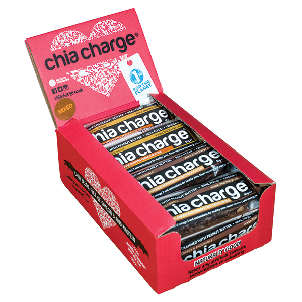 Chia Charge Bars Peanut Butter Flapjacks and Cocoa Peanut Flapjacks 50g 10 + 2 Extra