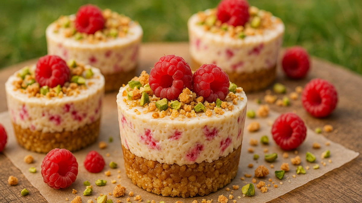 White Choc & Raspberry Crispy Cheesecake