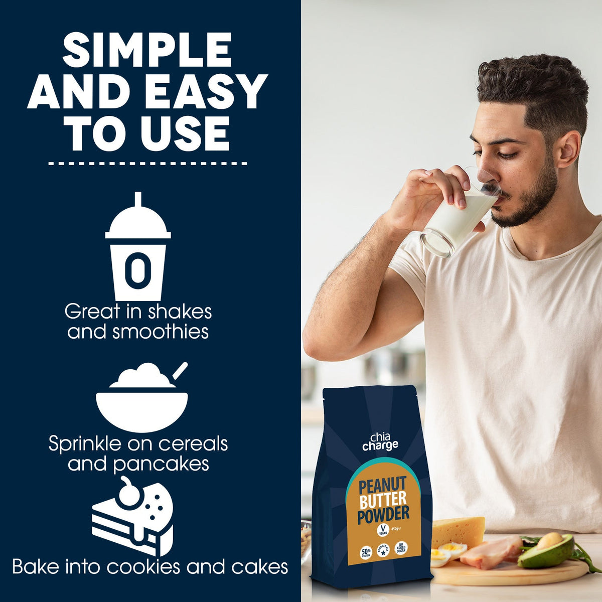 Chia Charge Bars Peanut Butter Protein Powder