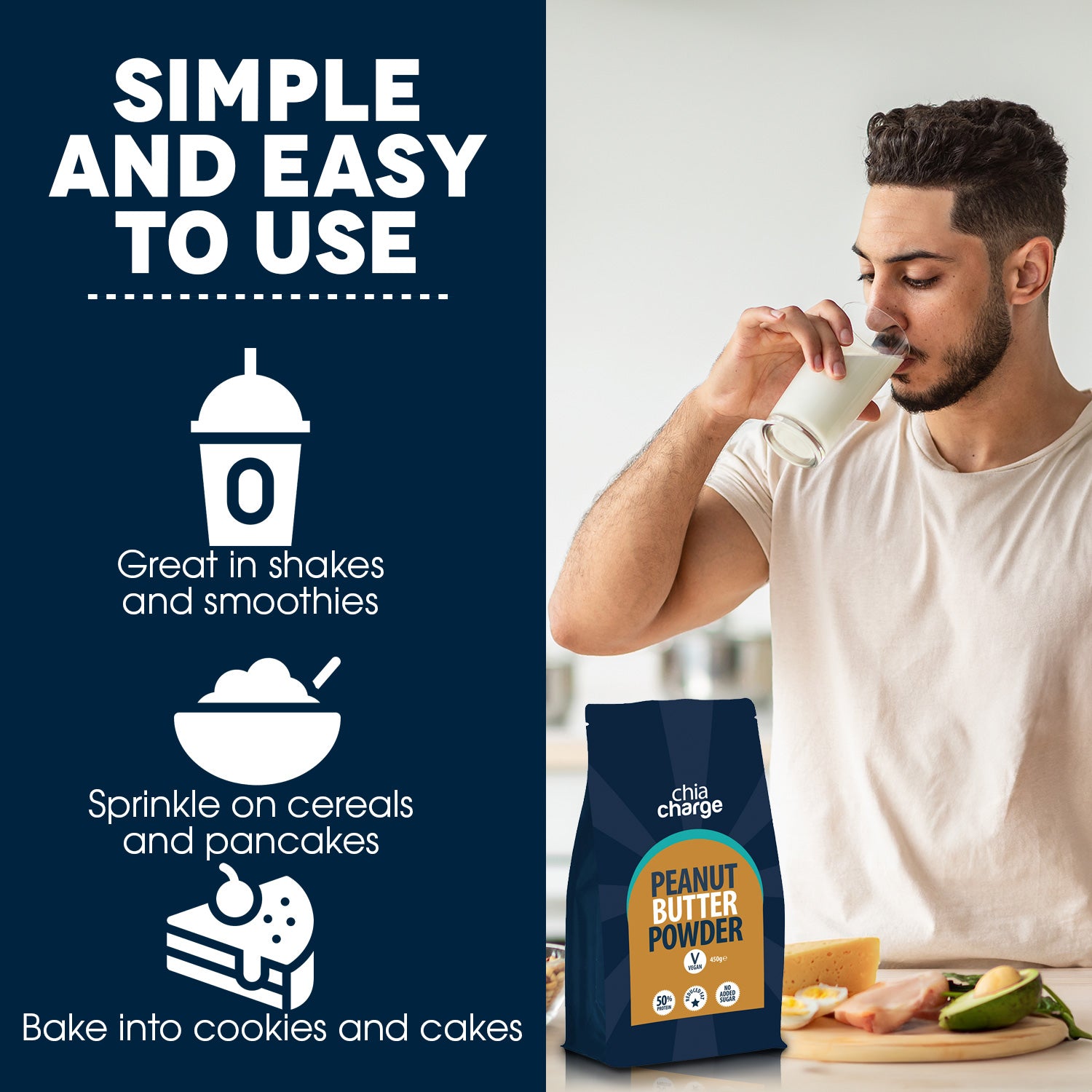 Chia Charge Bars Peanut Butter Protein Powder