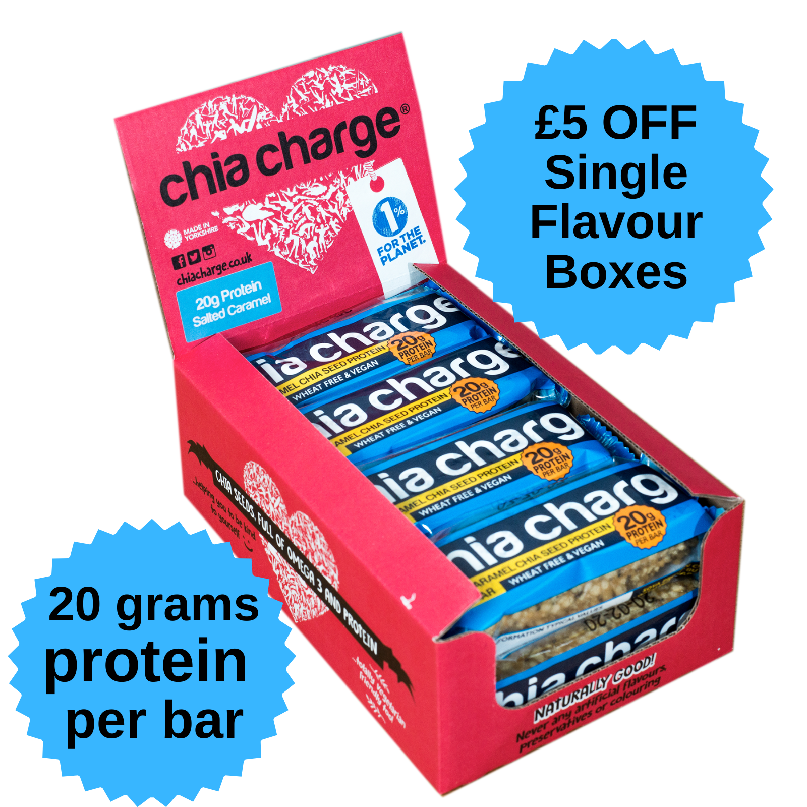 Chia Charge Bars Protein Crispy Bar 60g (Box of 10)