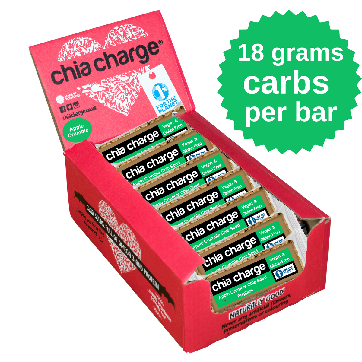 Chia Charge Bars Vegan &amp; Gluten Free Mini Flapjacks 20  x 30g