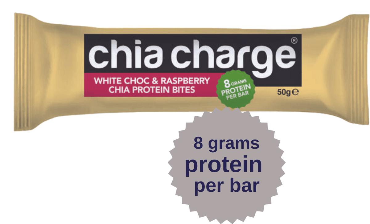 Chia Charge Bars White Chocolate &amp; Raspberry Protein Bite 50g White Choc &amp; Raspberry Protein Bite Single Bar