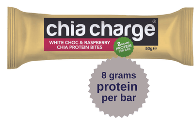 Chia Charge Bars White Chocolate & Raspberry Protein Bite 50g White Choc & Raspberry Protein Bite Single Bar