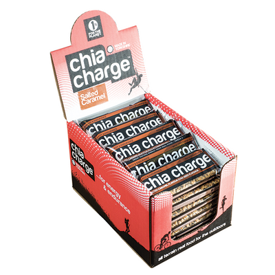 Chia Charge Bars Chia Seed Energy Flapjacks 80g - Salted Caramel, Banana, Berry, Original Sea Salt (box of 23)